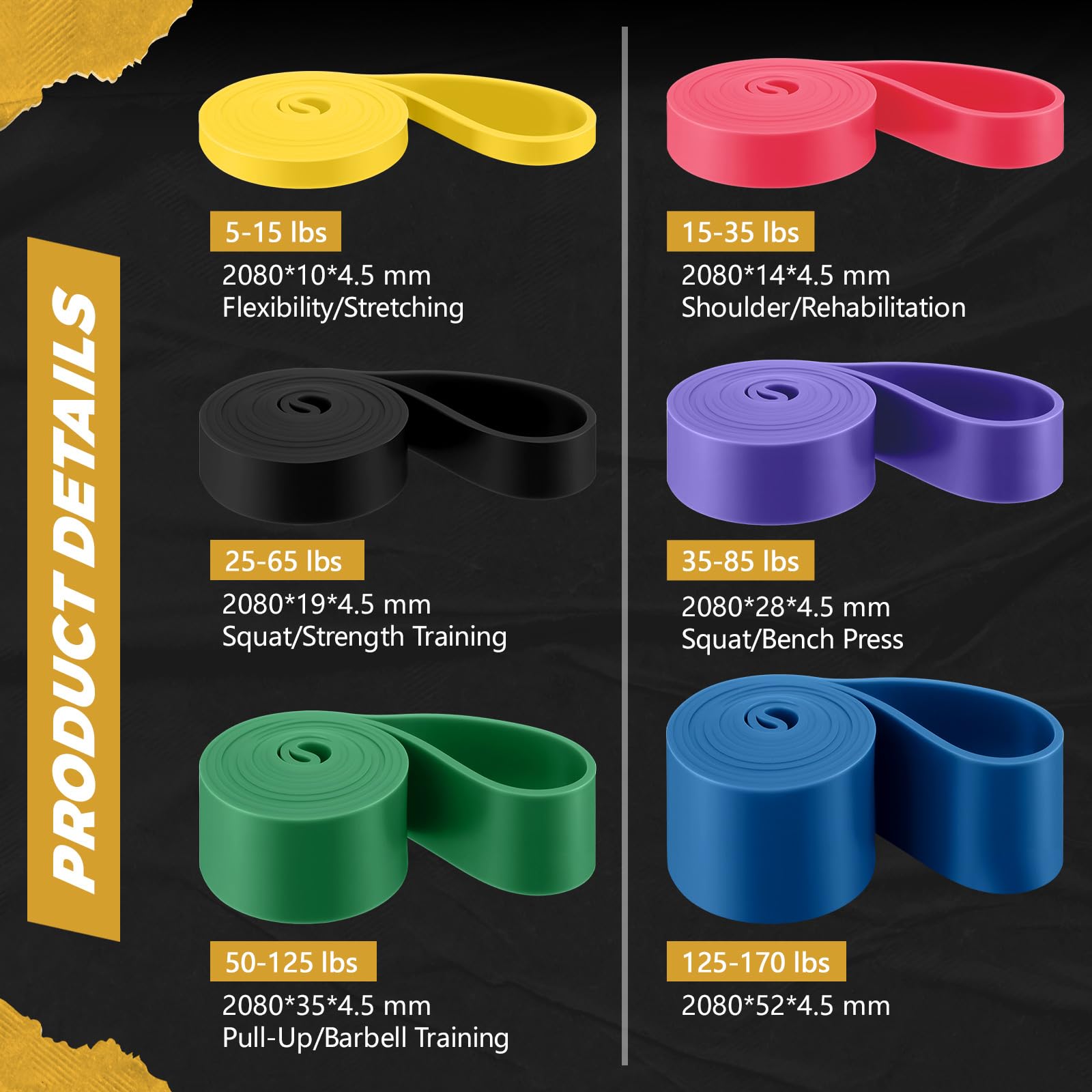 Vorthalys 6 Pcs Resistance Bands Set